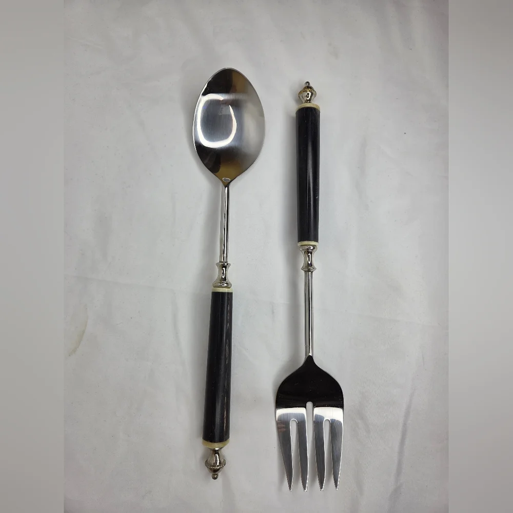 Chic Black and Silver Serving Salad Set Utensils For Everyday